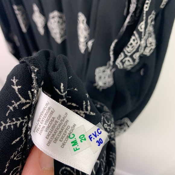 LOFT black Boho Tank Top LARGE Pom Trim V Neck - Picture 7 of 7